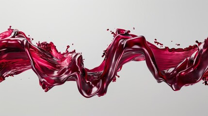 flowing velvet red wine splash frozen in an abstract futuristic texture 3d rendering with transparent background