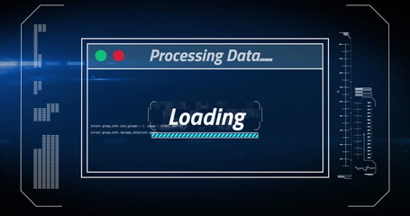 Image of data processing text over screen