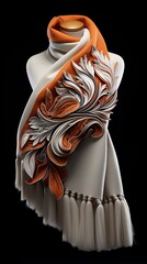 Ultradetailed 3D model of a wool scarf with intricate patterns, showcasing the beauty of handcrafted textiles
