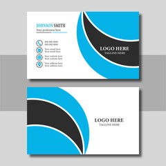 Corporate Business Card Layout with blue color, Double-sided creative and modern business card vector design template. Business card for business and personal use, Vector illustration design.