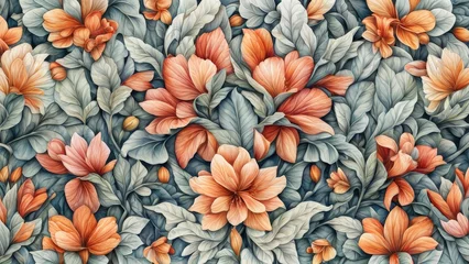 Schilderijen op glas Watercolor seamless pattern with magnolia flowers. Hand drawn floral background. © Olya Ivanova