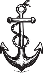 Sailor Anchor Vector Illustration with Anchor and Waves