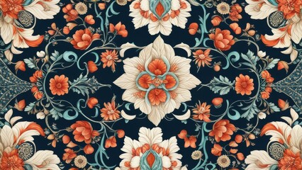 Seamless floral pattern in retro style. Ornate vector background.