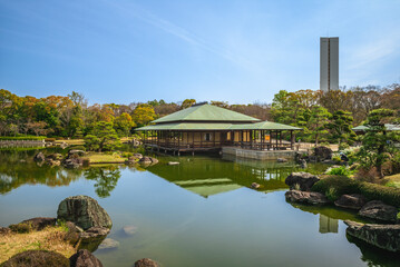 Japanese garden of Daisen park in Sakai city, Osaka, Japan