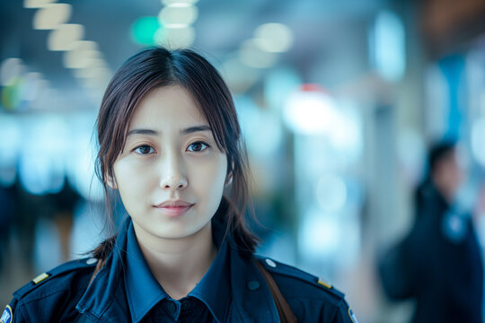 Portrait of young female police officer
