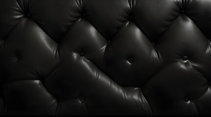horizontal elegant black leather texture with buttons .Generative AI - obrazy, fototapety, plakaty