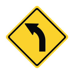 turn left yellow road sign