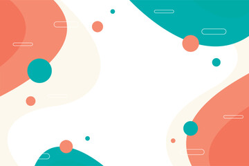 Hand drawn flat Abstract White Tosca Orange Background Vector
