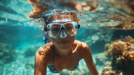 person snorkeling in the sea - generated ai