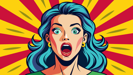surprised-young-woman-with-open-mouth--comic-woman - obrazy, fototapety, plakaty