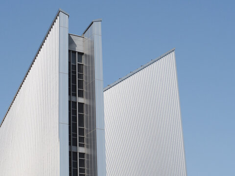 TOKYO, JAPAN - April 14, 2024: Detail of St. Mary's Church in Tokyo's Bunkyo Ward. It was designed by Kenzo Tange.