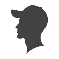 Young man in baseball cap profile. Silhouette. Vector