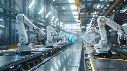 industry 40 factory with industrial engineer working alongside automation robot arms intelligent manufacturing concept 3d rendering