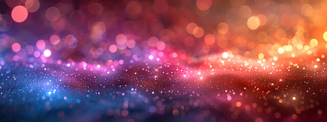 Dark Blue and Pink	Glittering Lights with Dreamy Bokeh, 	banner, background for event invitation,...
