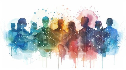 know your customer concept with identity verification for financial security watercolor painting