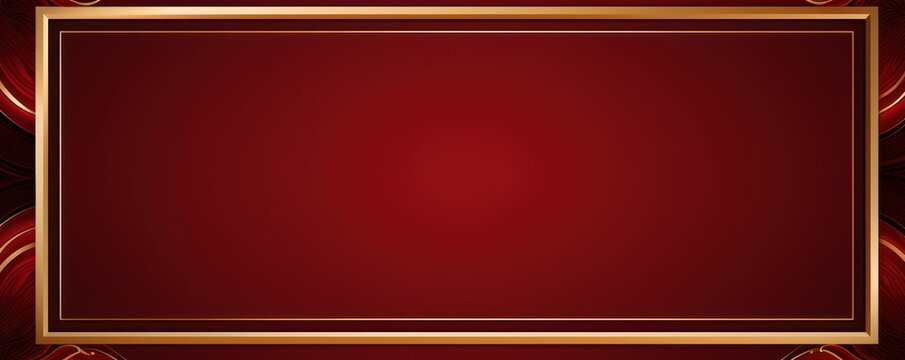 Red velvet background with golden frame, luxury and elegant template for design. Vector illustration of red texture fabric with gold square border