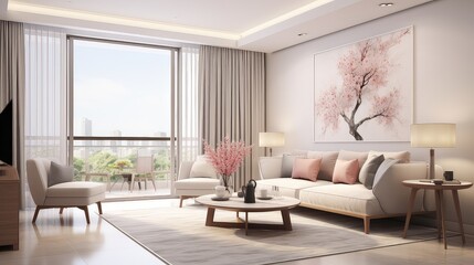 Naklejka na ściany i meble Modern cozy living room UHD Wallpaper