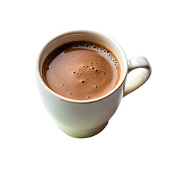 a cup of hot chocolate with coffee beans and coffee beans