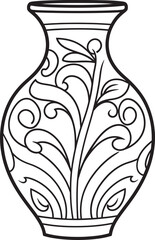 Minimal Vase Sketch Vector Graphic Design