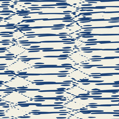Embroidery Tie Dye Seamless Pattern. Contemporary Watercolor Japan Design. Ethnic Monochrome Macrame Imitation. Ink Geometric Art Print. Shibory Needlework Minimalism Background. Indigo and White
