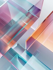 Abstract transparent geometric pattern in soft gradient colors, Background with transparent shapes and lines in pastel colors for presentation use, AI generated