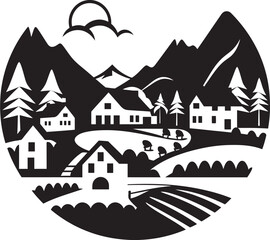 Whispering Woods Illustrated Village Charm in Vector