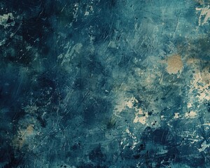 Blue Impressionist Textured Abstract - Chaotic Grunge Art for Design and Background with Detailed Texture - obrazy, fototapety, plakaty