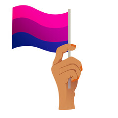 main non genrée qui porte le drapeau de la bisexualité de la communauté lgbtqia+ 