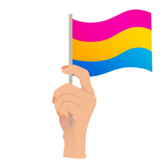 main non genrée qui porte le drapeau de la Pansexualité de la communauté lgbtqia+ 