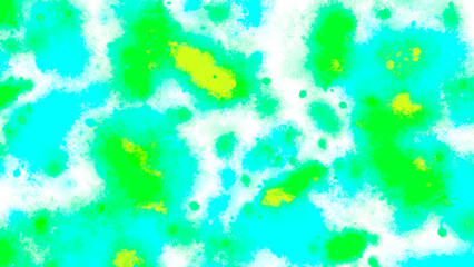 Fototapeta na wymiar Abstract blotches of cyan, lime green and yellow colors on a white background. 