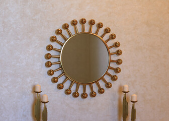 decorative mirror in hotel room