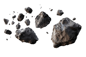3D rendered asteroid cluster