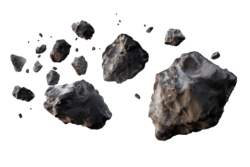 3D rendered asteroid cluster