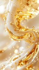 liquid, water, yellow, drop, abstract, background, white, gold, bubble, wet, swirl