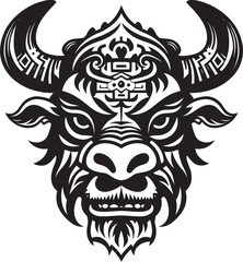 Tribal Tempest Tiki Bull Vector Design