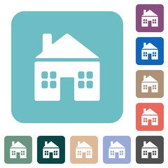 Cottage solid rounded square flat icons
