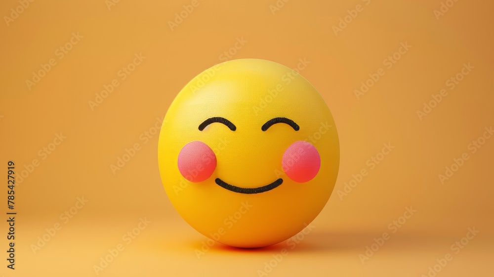 Poster a yellow smiley face with a pink nose and lips