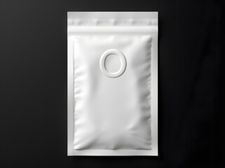 Realistic Blank white plastic sachet mock up for cosmetic cream packaging isolated on black background
