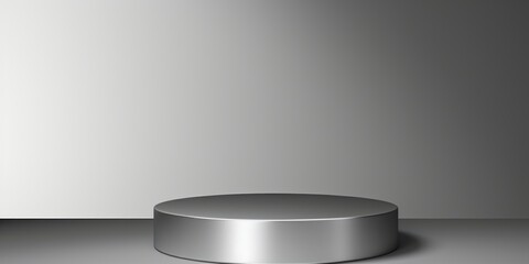 Silver minimal background with cylinder pedestal podium for product display presentation mock up in 3d rendering illustration vector design