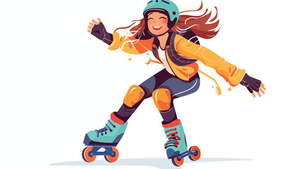 Cute smiling teen girl in jumpsuit wearing helmet 