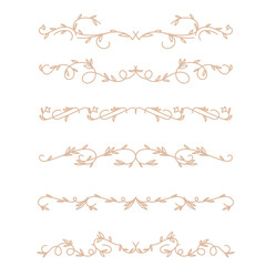 Hand drawn text dividers vintage ornaments collection. Vintage borders and wedding laurels.