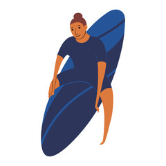 Young man in wetsuit surfing on surfboard cute cartoon character illustration. Hand drawn flat style design, isolated vector. Summer holidays, vacations, outdoors, beach activity, seasonal element - 785431195