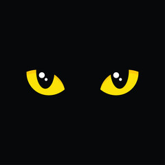 Cat Eyes on Black Background. Vector