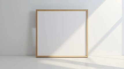 Frame Template. Modern White Interior Wooden Frame Mockup for Artwork Presentation