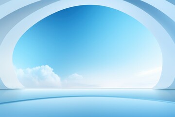 Sky Blue background, gradient sky blue wall, abstract banner, studio room. Background for product display with copy space