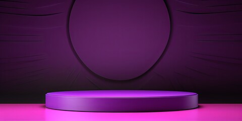 Purple podium background, platform for product presentation with empty space on dark studio wall vector illustration