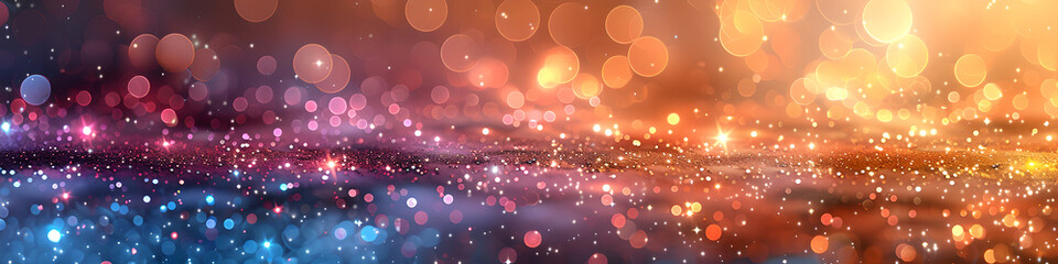 Dark Blue, Yellow and Pink	Glittering Lights with Dreamy Bokeh, 	banner, background for event...