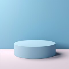 Sky Blue minimal background with cylinder pedestal podium for product display presentation mock up in 3d rendering illustration vector design