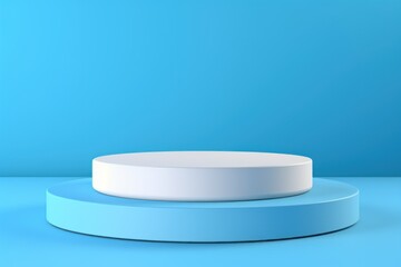 Sky Blue minimal background with cylinder pedestal podium for product display presentation mock up in 3d rendering illustration vector design