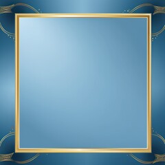 Sky Blue velvet background with golden frame, luxury and elegant template for design. Vector illustration of sky blue texture fabric with gold square border